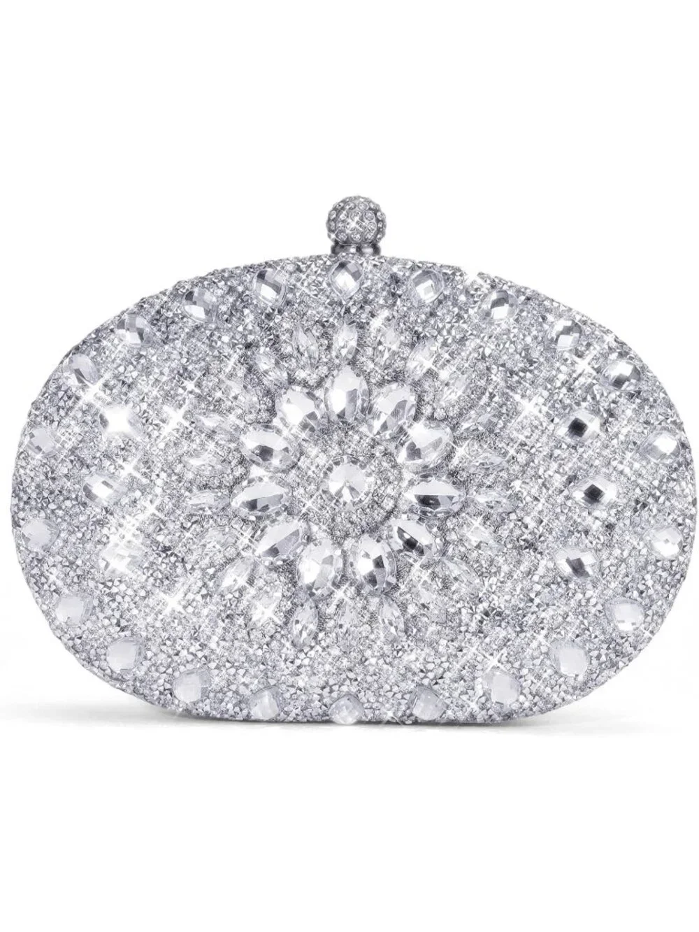 👜Women's Silver Rhinestone Clutch Purse Crystal Diamond Glitter Sparkly Handbag